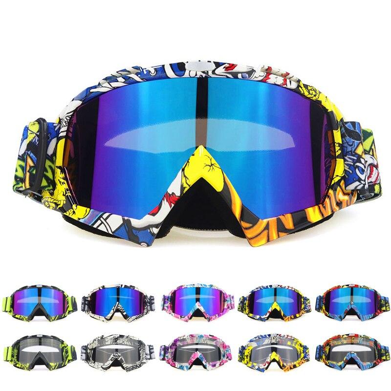 A pair of stylish snow sports skiing sunglasses with UV400 protection, featuring a multi-colored frame and polycarbonate lenses, ideal for outdoor activities.