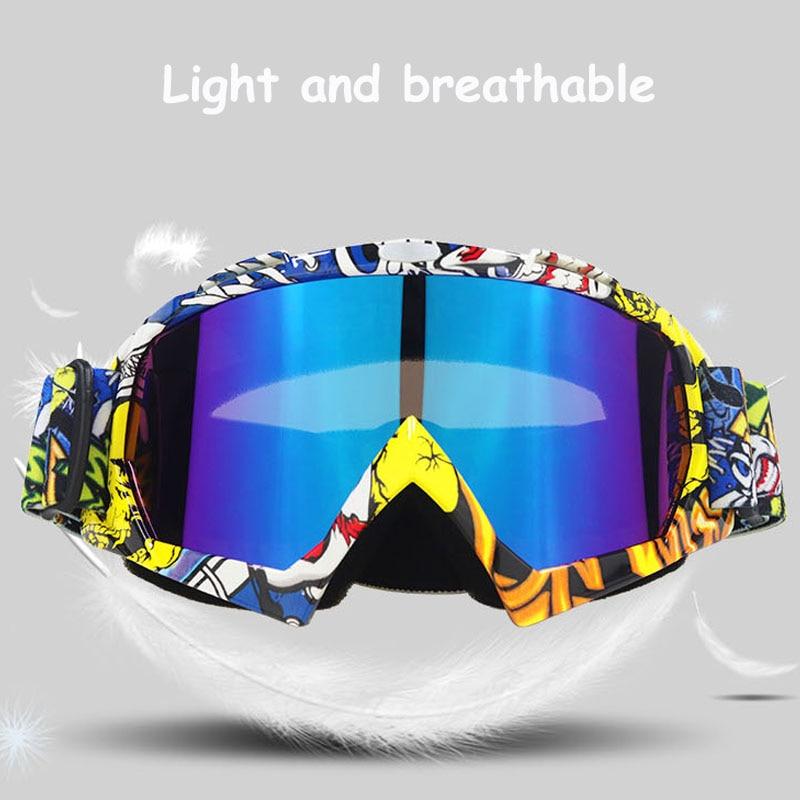 A pair of stylish snow sports skiing sunglasses with UV400 protection, featuring a multi-colored frame and polycarbonate lenses, ideal for outdoor activities.