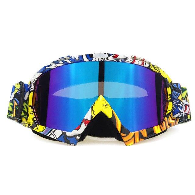 A pair of stylish snow sports skiing sunglasses with UV400 protection, featuring a multi-colored frame and polycarbonate lenses, ideal for outdoor activities.