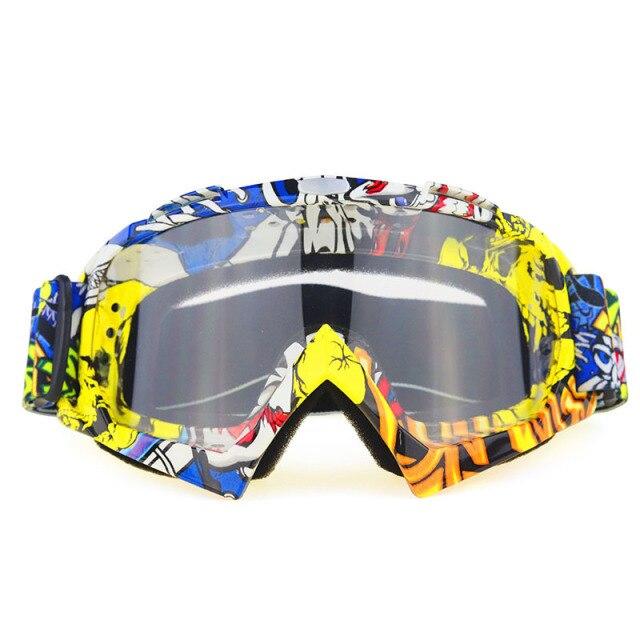 A pair of stylish snow sports skiing sunglasses with UV400 protection, featuring a multi-colored frame and polycarbonate lenses, ideal for outdoor activities.