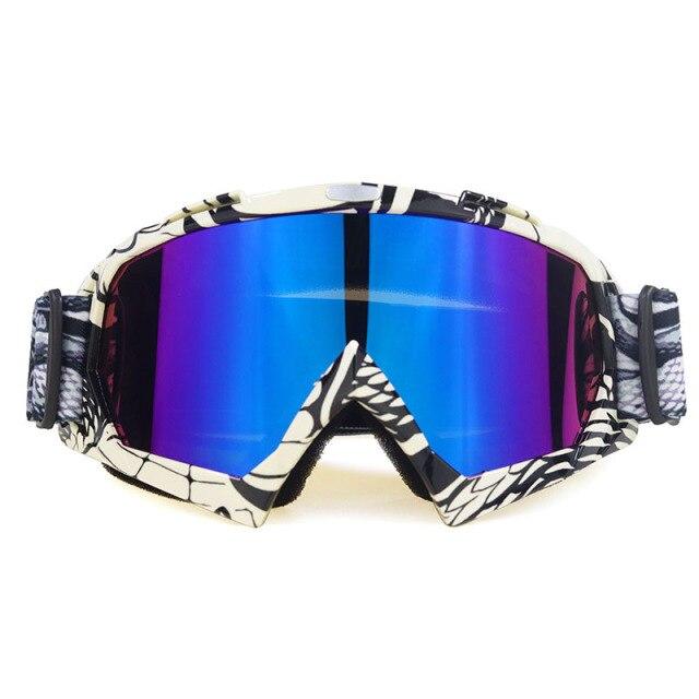 A pair of stylish snow sports skiing sunglasses with UV400 protection, featuring a multi-colored frame and polycarbonate lenses, ideal for outdoor activities.
