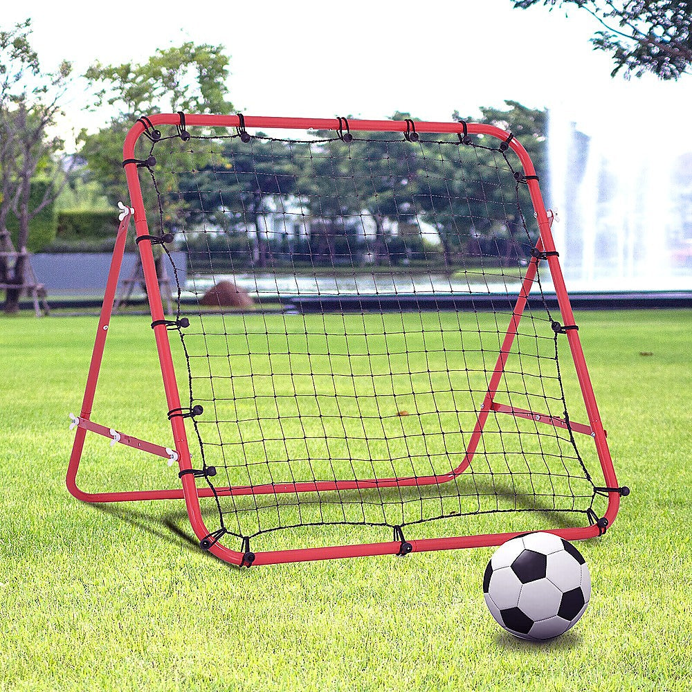 Soccer Rebound Net Sports Trainer with adjustable angles and heavy-duty construction, perfect for practicing soccer skills.
