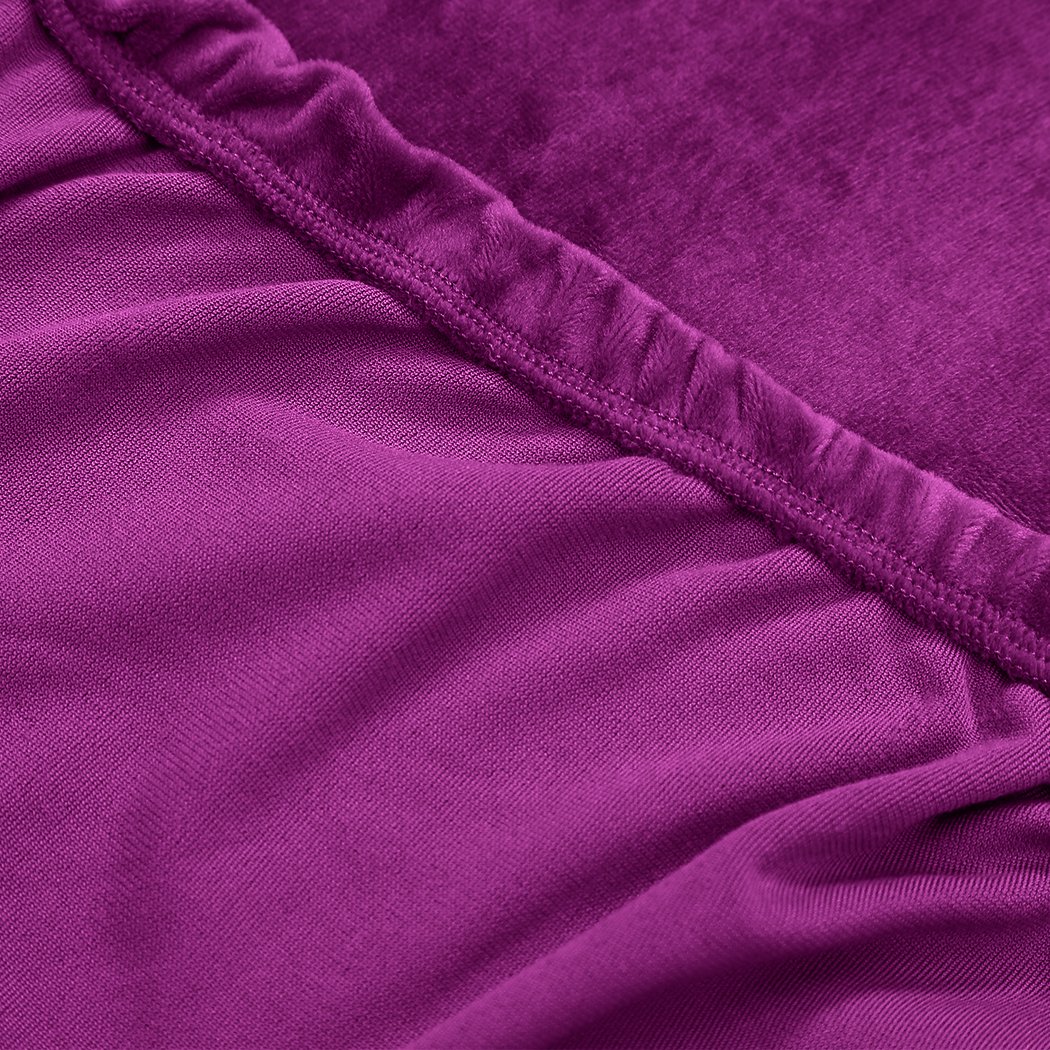 High stretch super soft plush sofa cover in wine color, designed to protect against spills and stains while providing comfort.