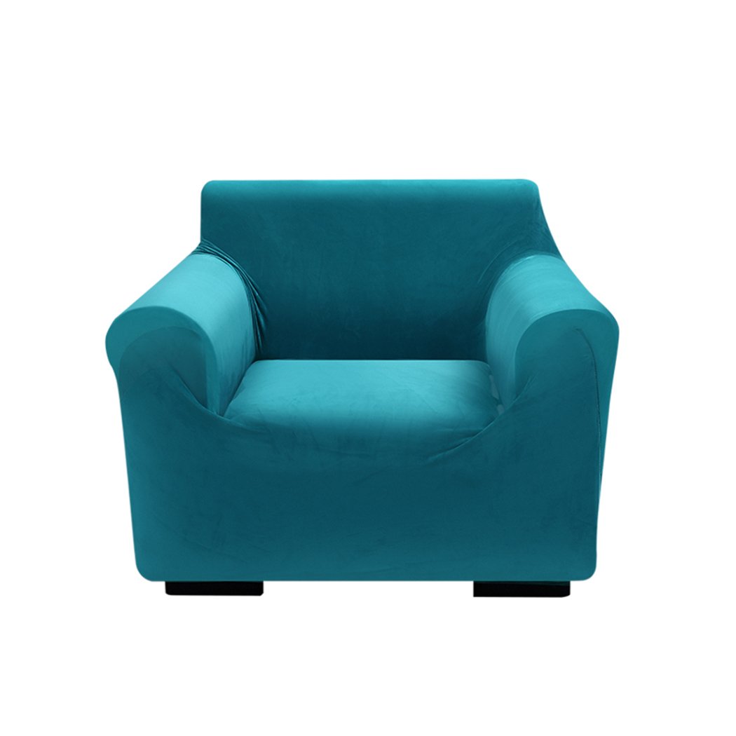 High stretch super soft plush sofa cover in green, designed to protect and enhance comfort.