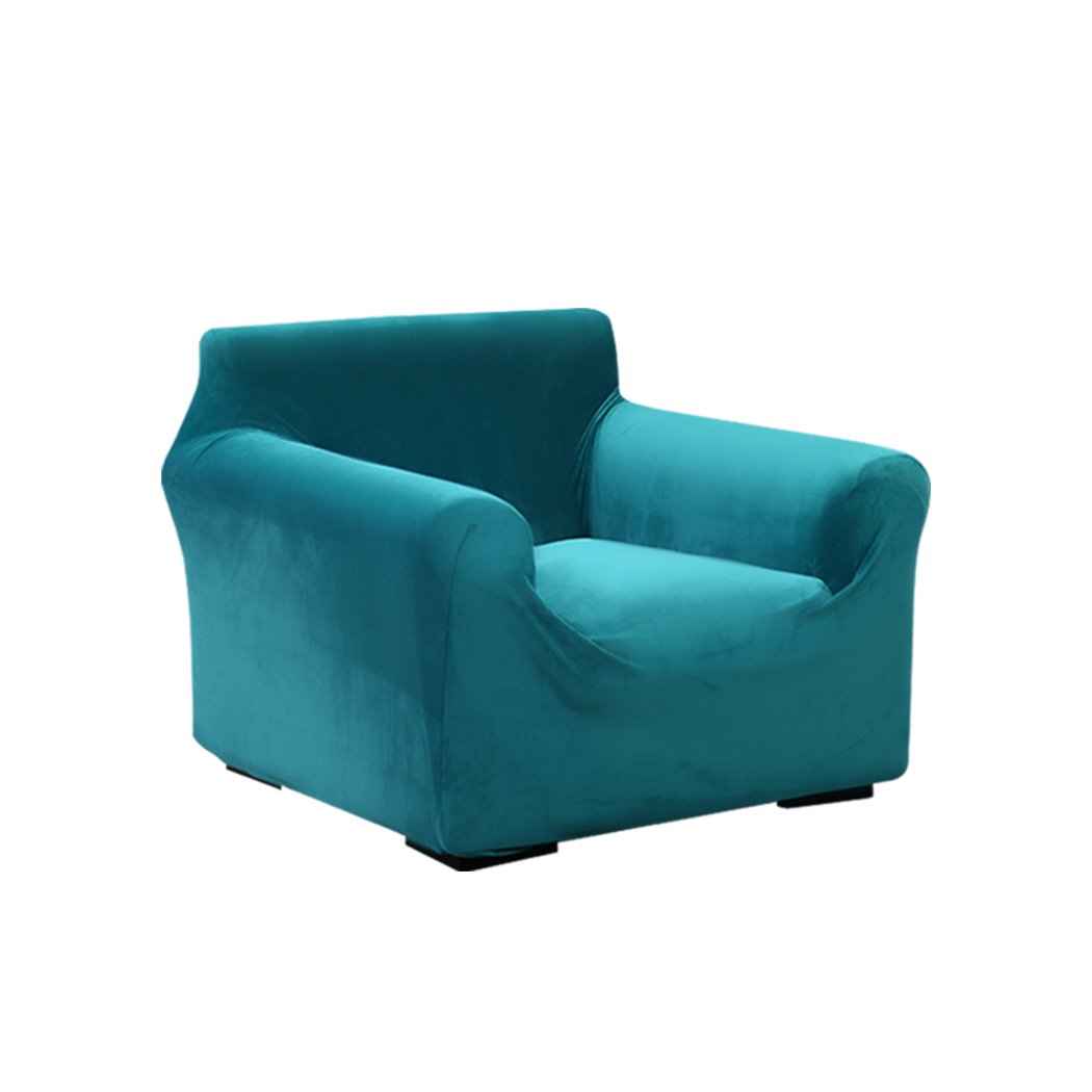 High stretch super soft plush sofa cover in green, designed to protect and enhance comfort.