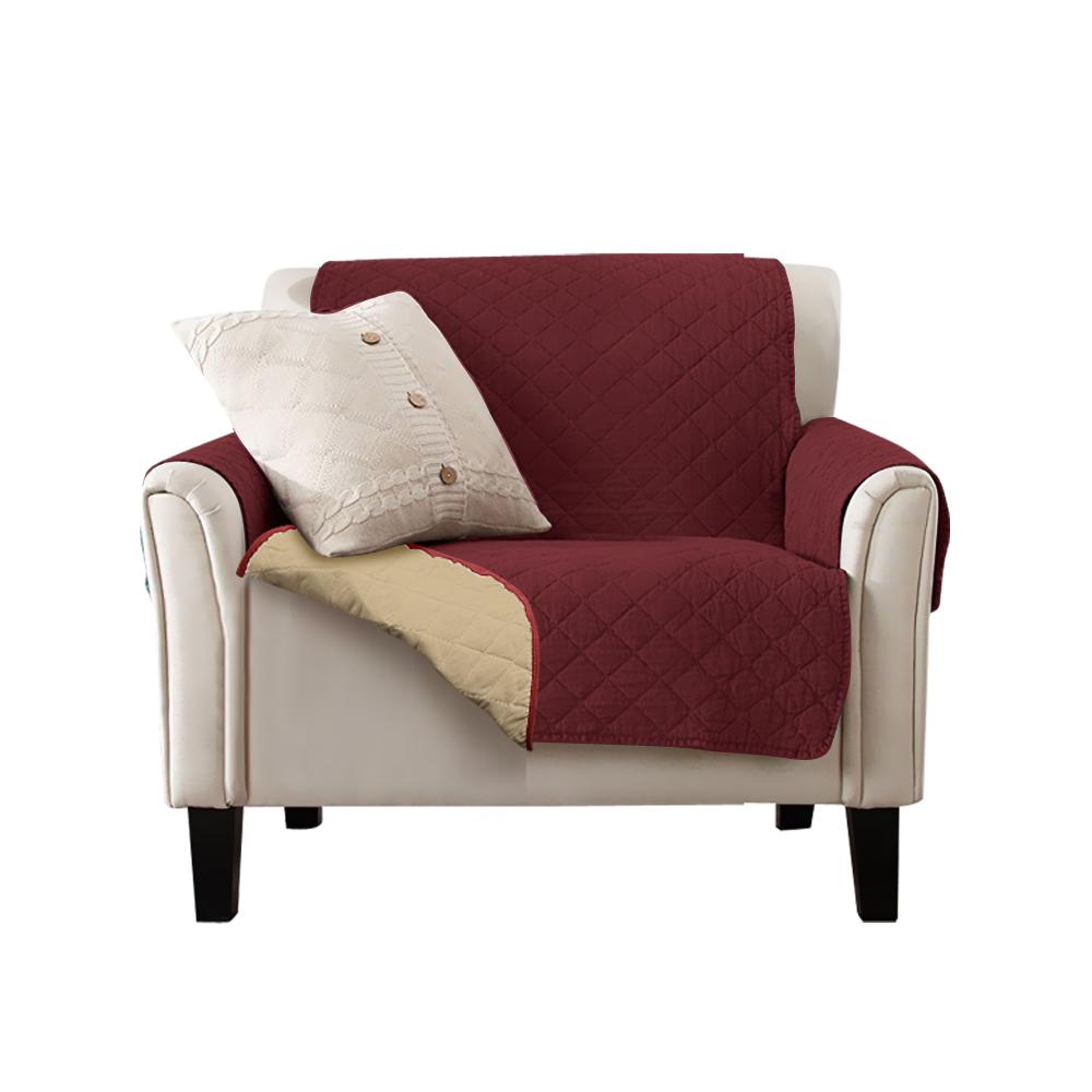 Beige quilted sofa cover protector, waterproof and stylish, designed for comfort and durability.