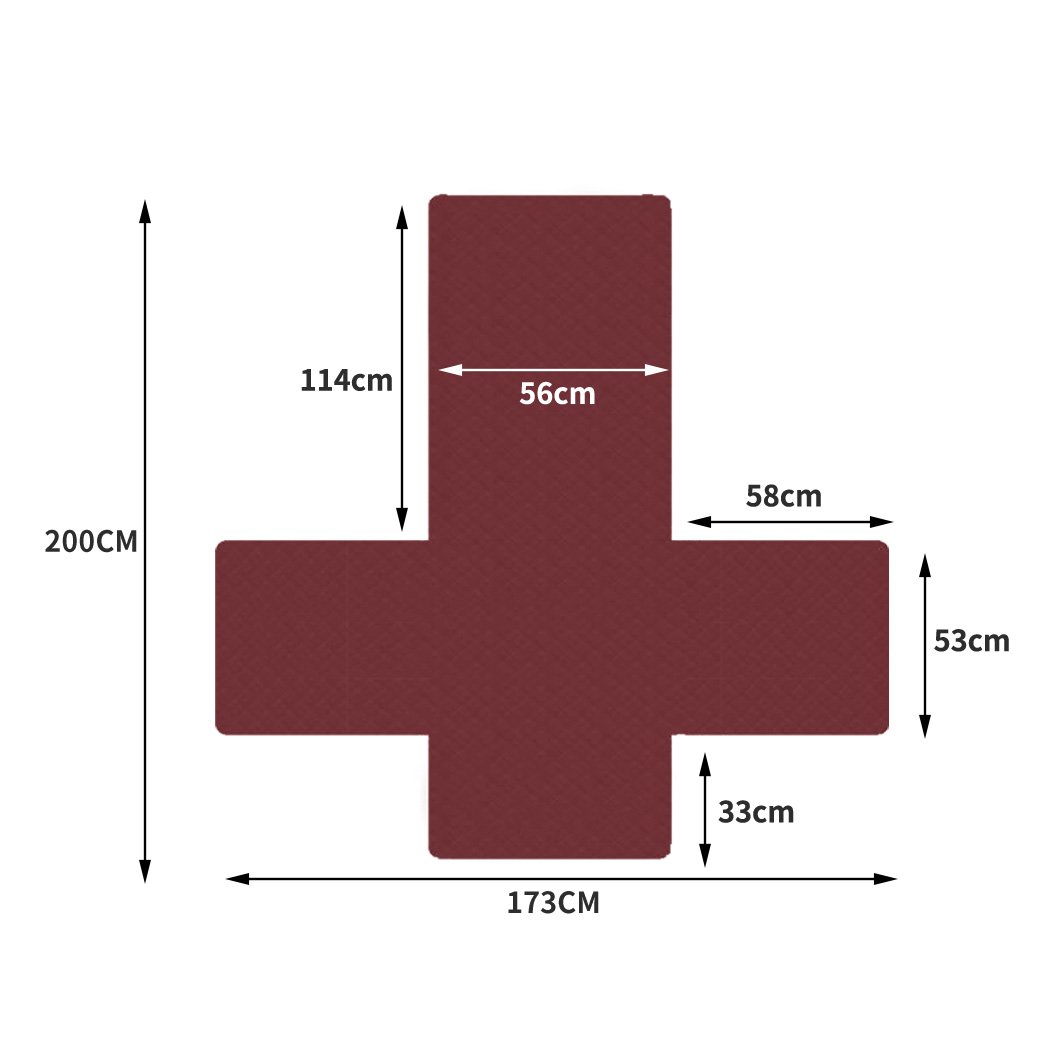 Waterproof quilted sofa cover in wine color, designed for protection and style, featuring delicate edges and anti-slip backing.