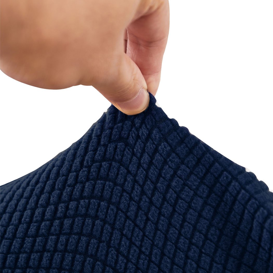 Navy stretchable recliner chair cover providing full protection and comfort.