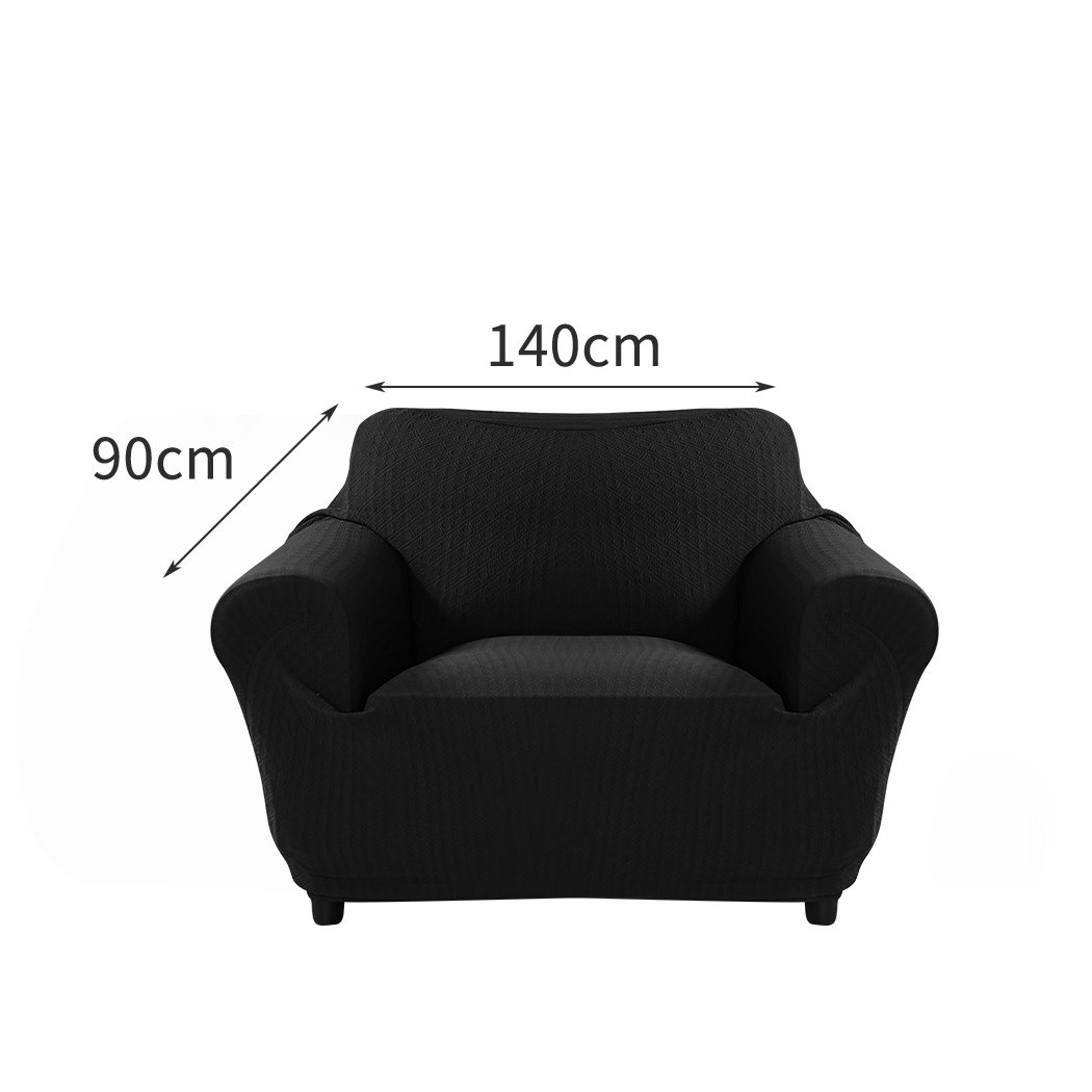 Black 1-seater sofa cover slipcover protector, showcasing its elegant design and high-quality fabric.