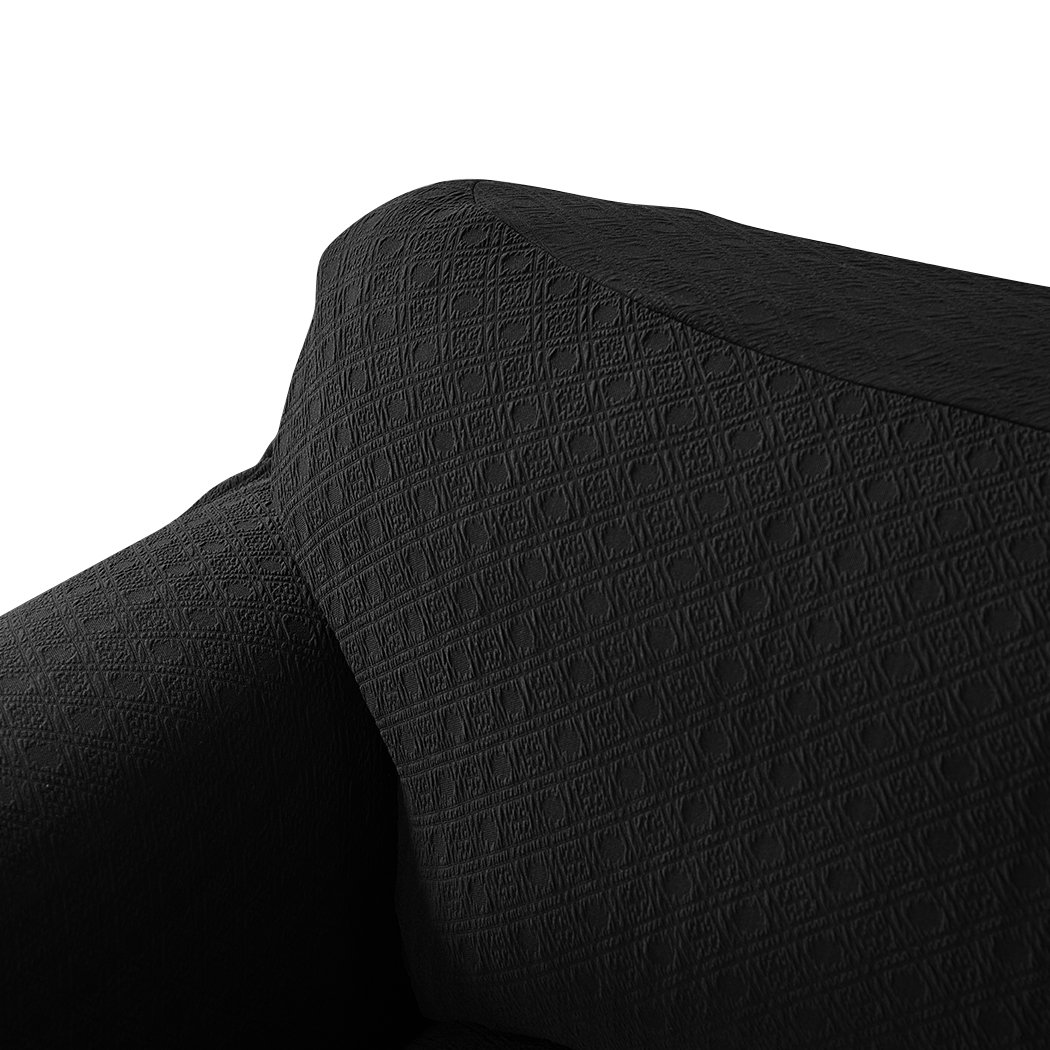 Black 1-seater sofa cover slipcover protector, showcasing its elegant design and high-quality fabric.