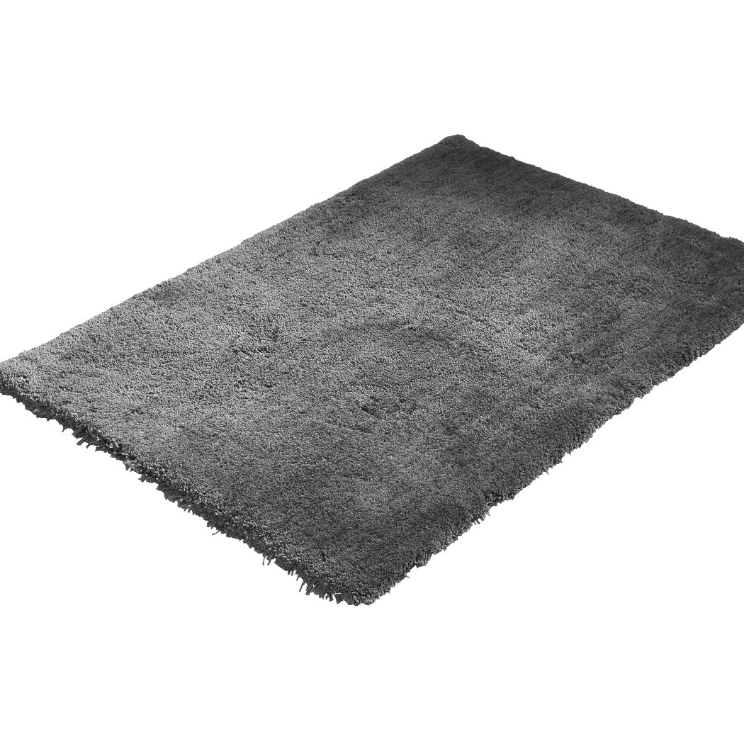 Soft Anti Slip Rectangle Plush Shaggy Floor Rug in Charcoal, showcasing its thick pile and non-slip backing, perfect for home decor.