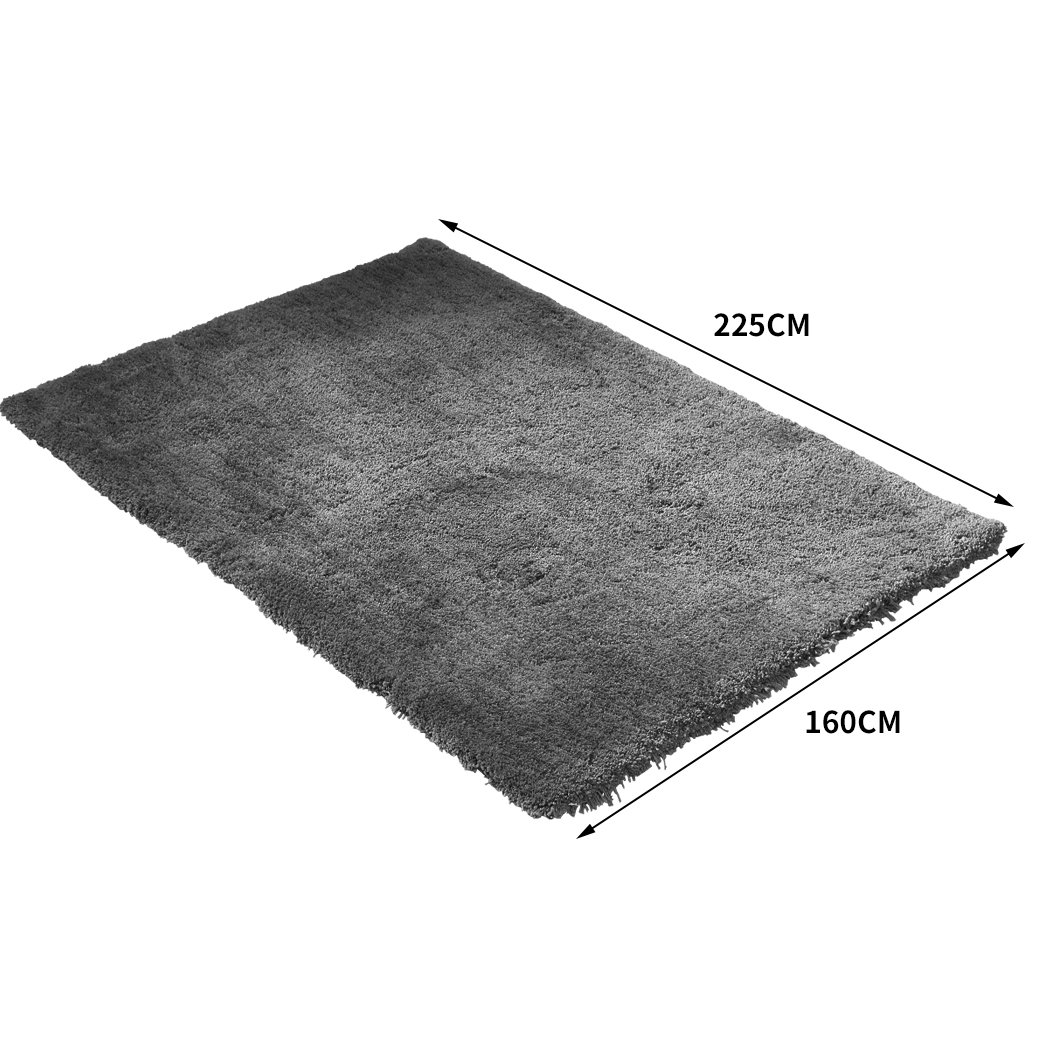 Soft Anti Slip Rectangle Plush Shaggy Floor Rug in Charcoal, showcasing its thick pile and non-slip backing, perfect for home decor.