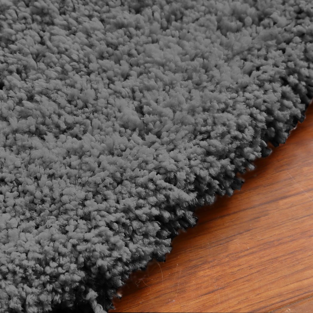Soft Anti Slip Rectangle Plush Shaggy Floor Rug in Charcoal, showcasing its thick pile and non-slip backing, perfect for home decor.