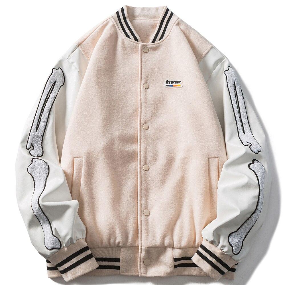 Men's Soft Furry Patch Leather Patchwork Baseball Jacket featuring a trendy design with patchwork and a cozy fit, ideal for autumn wear.