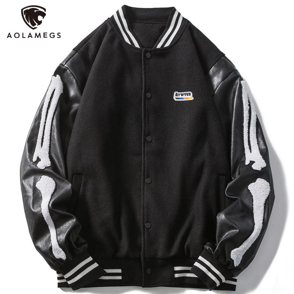 Men's Soft Furry Patch Leather Patchwork Baseball Jacket featuring a trendy design with patchwork and a cozy fit, ideal for autumn wear.