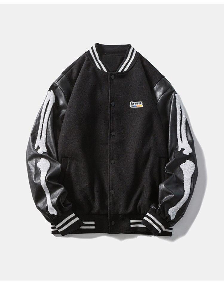 Men's Soft Furry Patch Leather Patchwork Baseball Jacket featuring a trendy design with patchwork and a cozy fit, ideal for autumn wear.