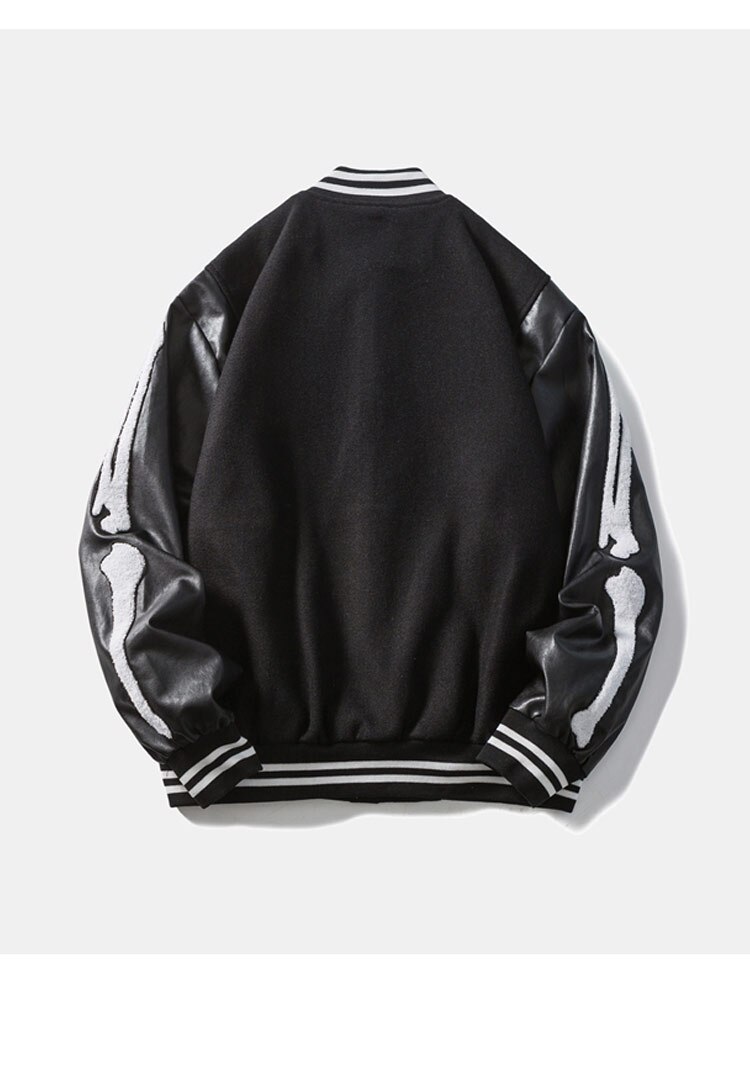 Men's Soft Furry Patch Leather Patchwork Baseball Jacket featuring a trendy design with patchwork and a cozy fit, ideal for autumn wear.