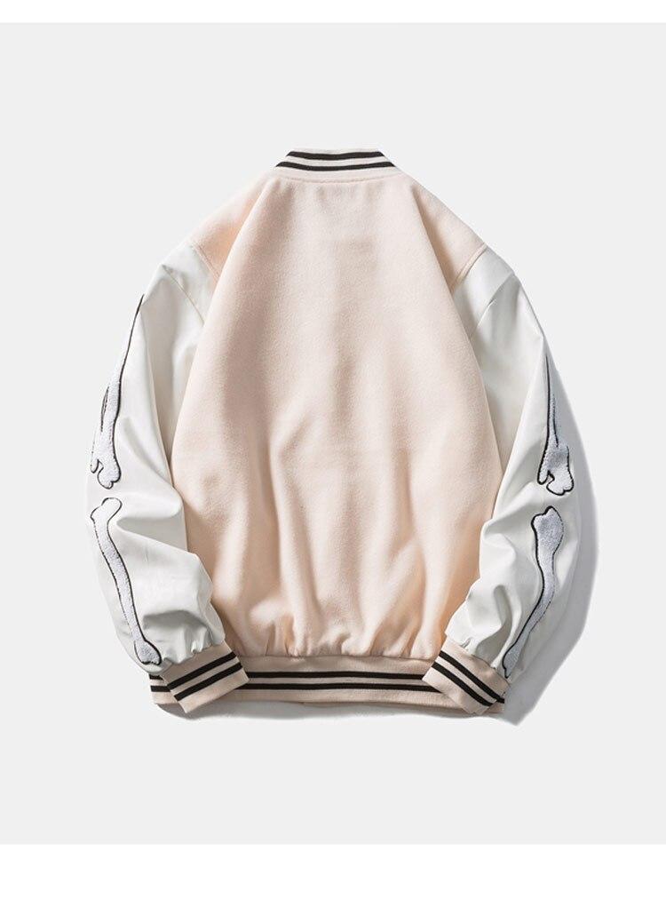 Men's Soft Furry Patch Leather Patchwork Baseball Jacket featuring a trendy design with patchwork and a cozy fit, ideal for autumn wear.