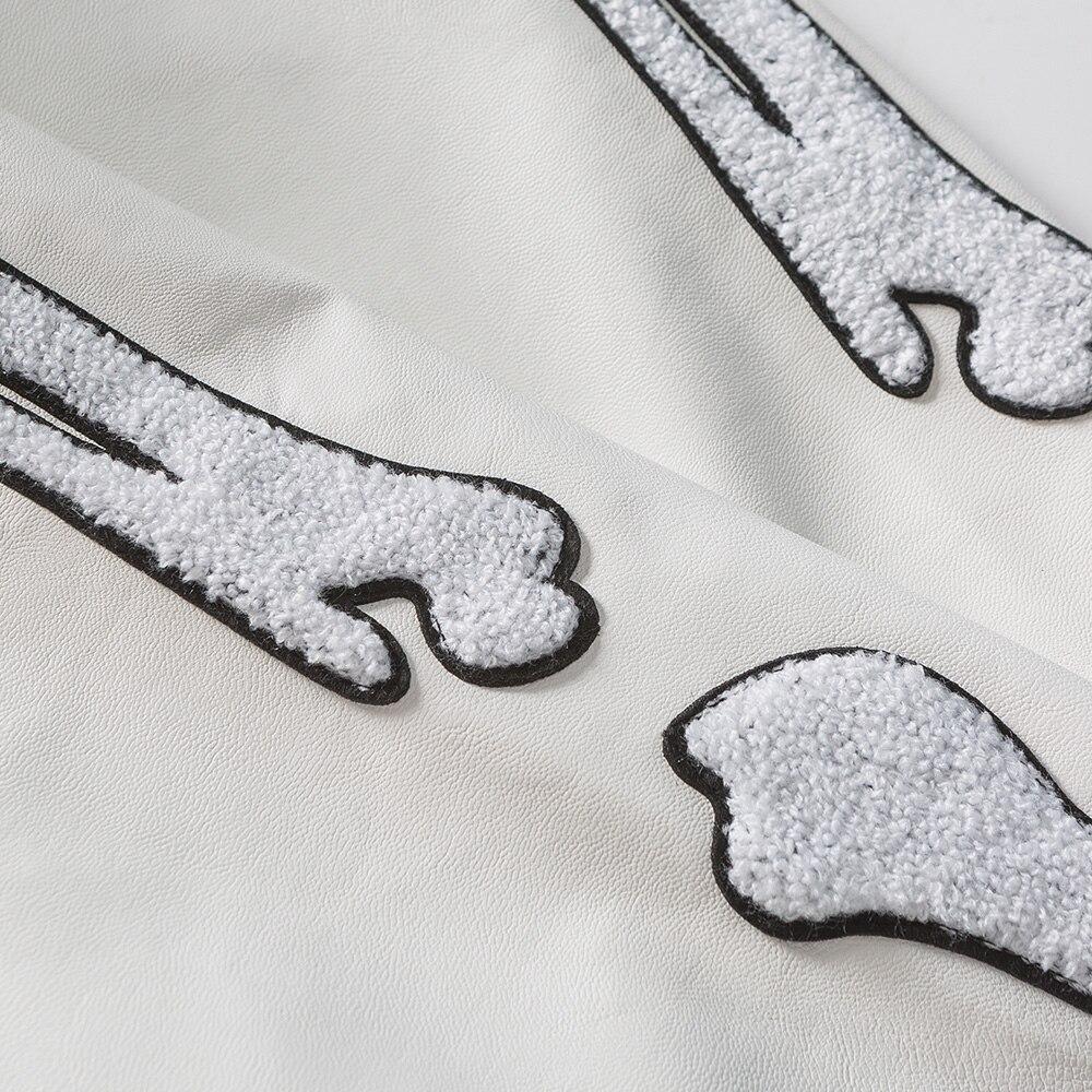 Men's Soft Furry Patch Leather Patchwork Baseball Jacket featuring a trendy design with patchwork and a cozy fit, ideal for autumn wear.