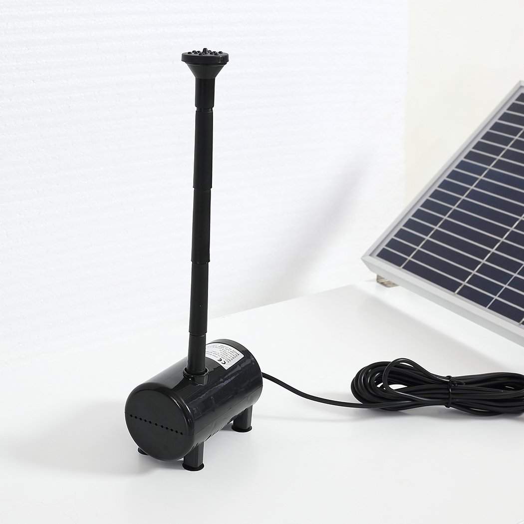 Solar Fountain Water Pump Kit with solar panel, nozzles, and pump components, designed for outdoor garden use.