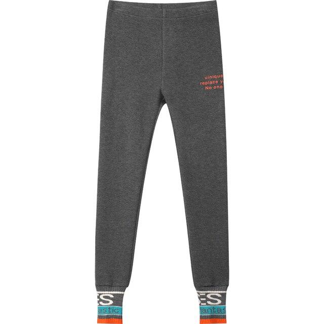 Solid Letter Print Minimalist Skinny Women Legging Pants in black and gray, featuring a high elastic waist and a sleek skinny fit.