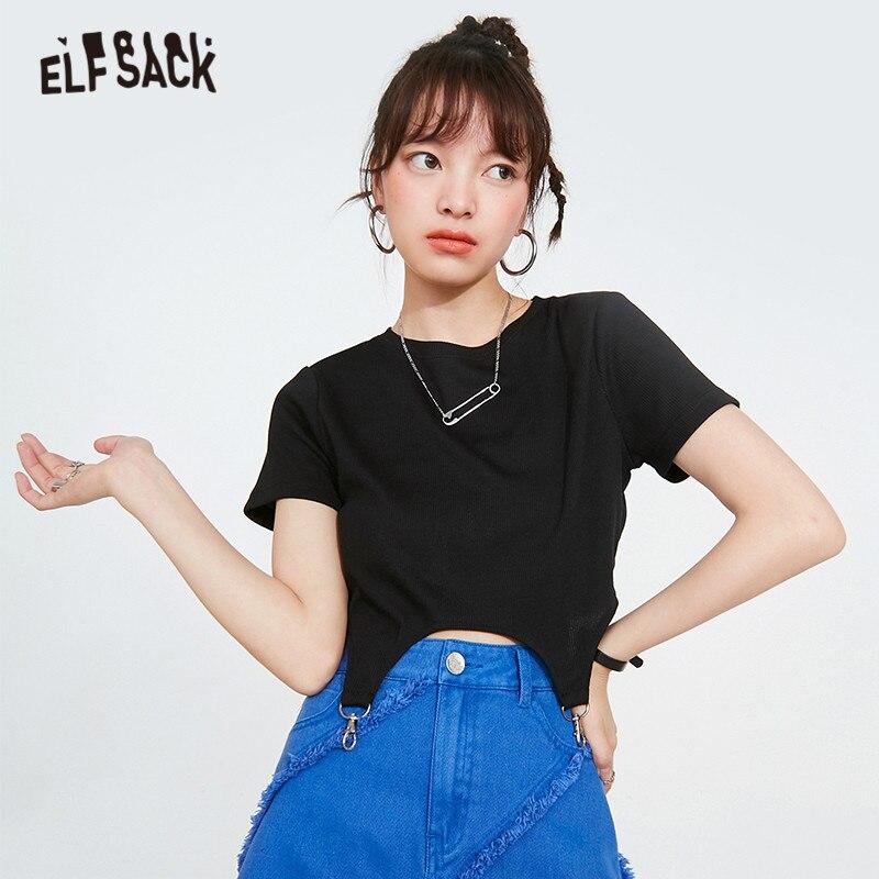 Solid Pure Casual Pullover Summer T-Shirt for Women in black, featuring a classic O-neck and half sleeves, perfect for casual wear.