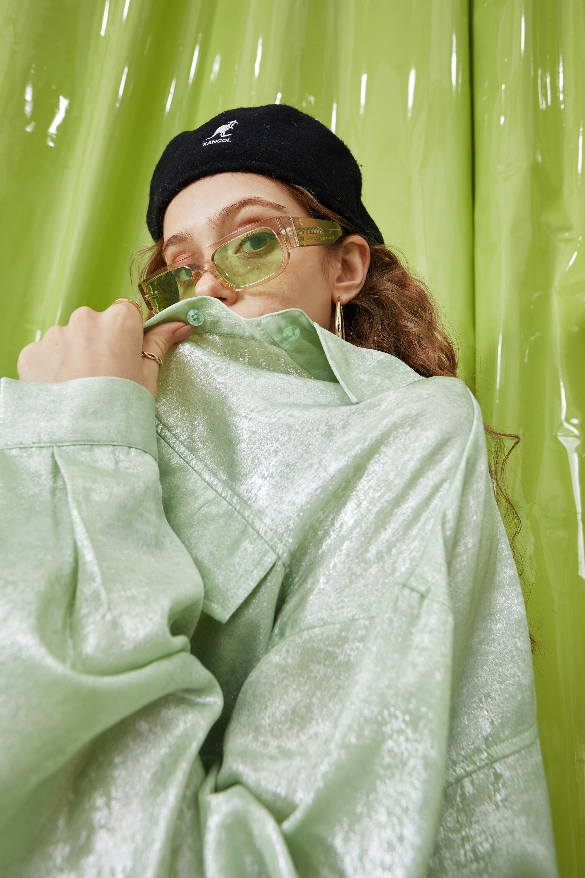 A stylish Solid Pure Chic Single Breasted Casual Satin Shirt for women, featuring a turn-down collar and short sleeves, perfect for autumn wear.