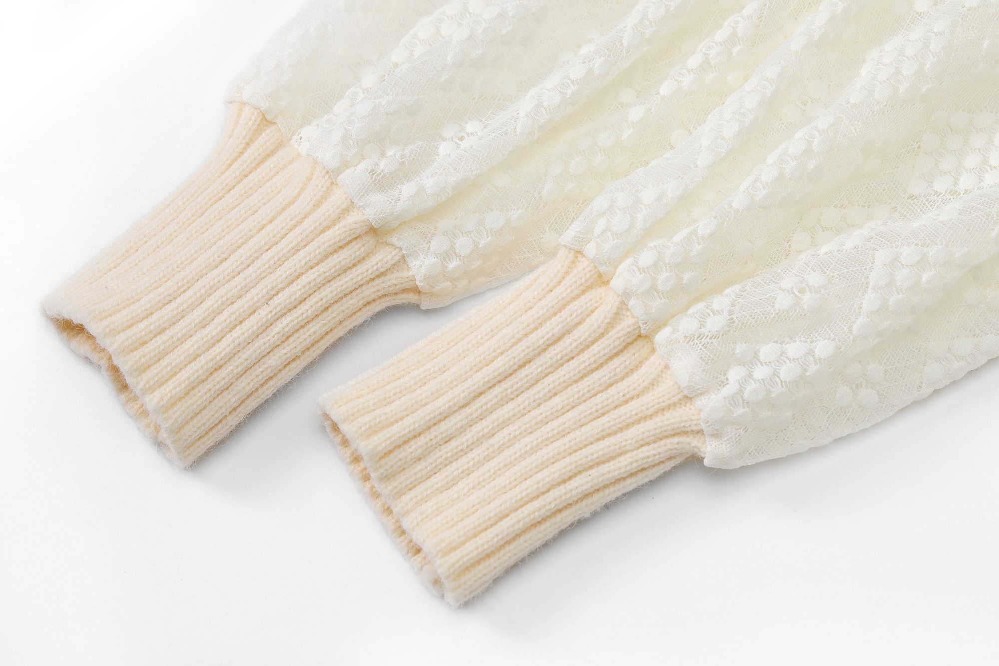 A stylish Solid Pure High Waist Casual Knit Midi Dress for women, featuring full sleeves and a ruffled neckline in a classic white color.