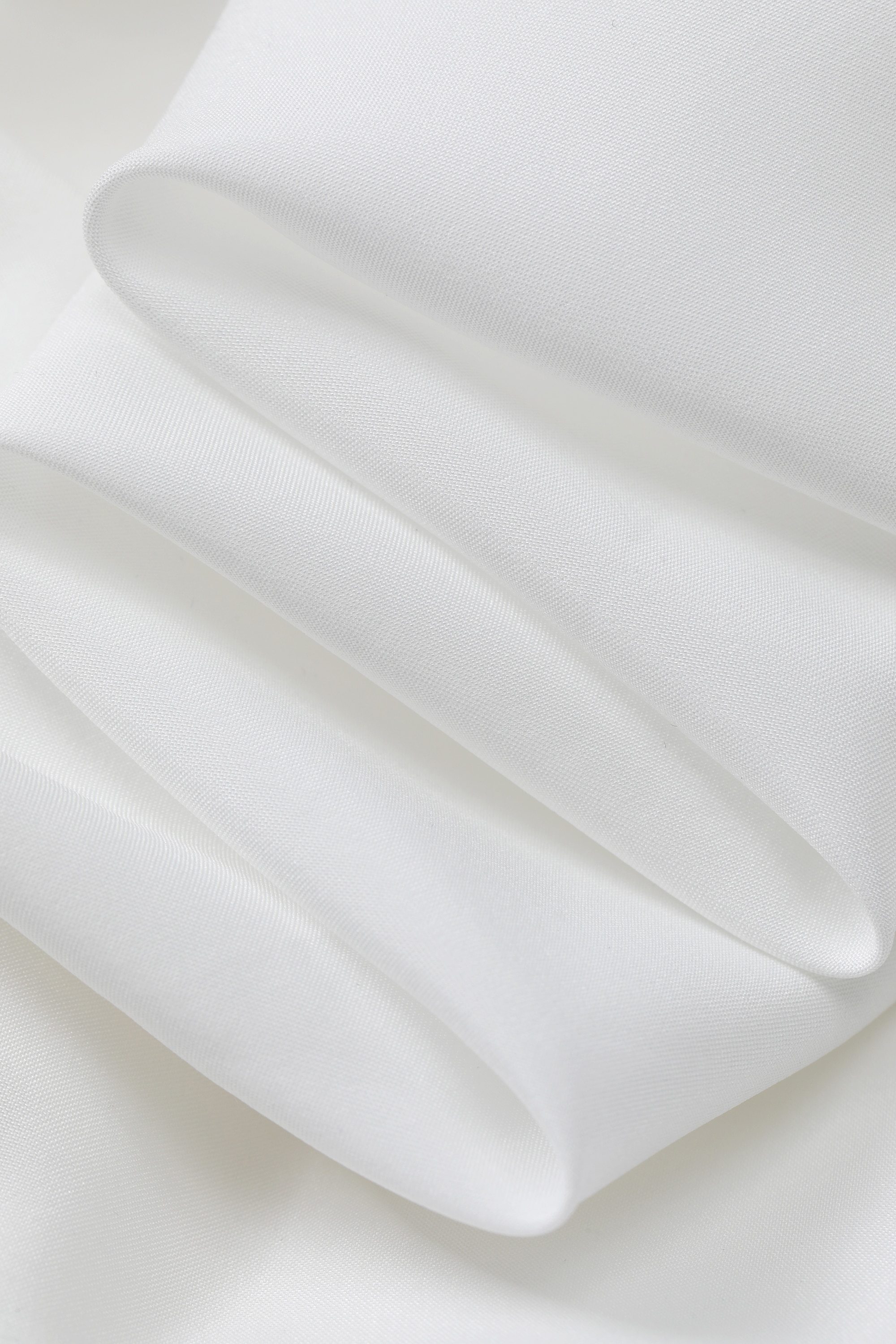 A stylish Solid Pure High Waist Casual Knit Midi Dress for women, featuring full sleeves and a ruffled neckline in a classic white color.