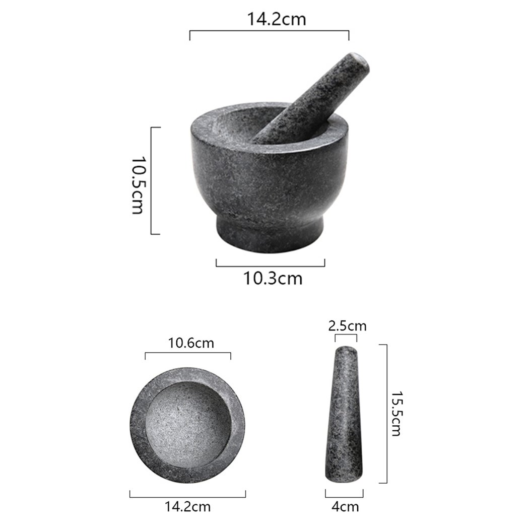 Solid Stone Food Preparation Unpolished Granite Spice Herb Grinder with mortar and pestle set, showcasing its heavy-duty granite material.