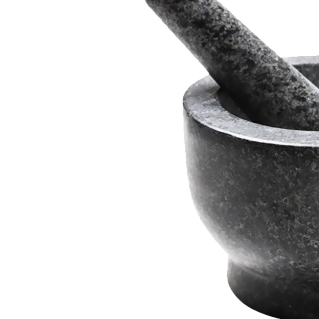 Solid Stone Food Preparation Unpolished Granite Spice Herb Grinder with mortar and pestle set, showcasing its heavy-duty granite material.