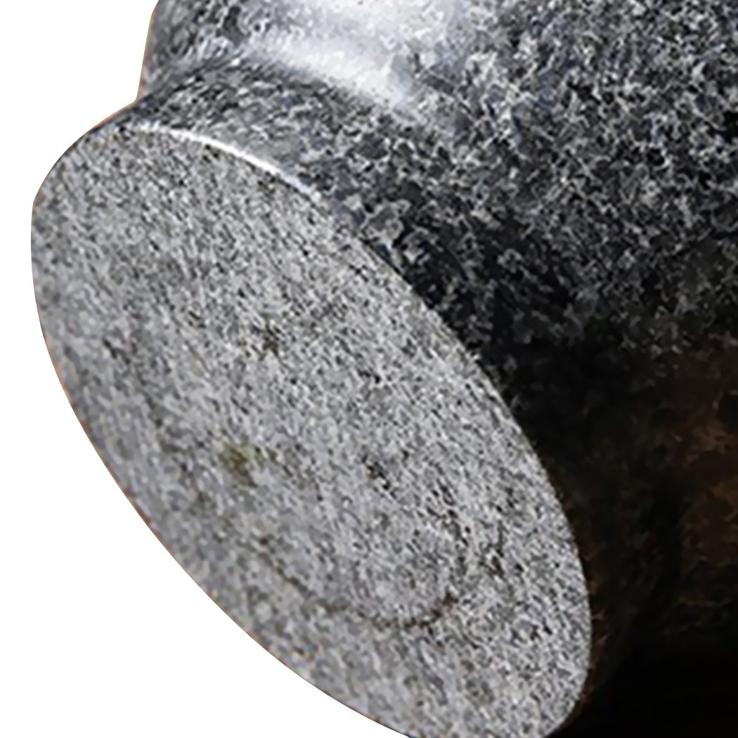 Solid Stone Food Preparation Unpolished Granite Spice Herb Grinder with mortar and pestle set, showcasing its heavy-duty granite material.