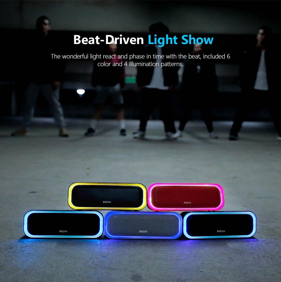 SoundBox Pro TWS Wireless Bluetooth Speaker with LED lights and dual 10W drivers, showcasing its sleek design and portability.