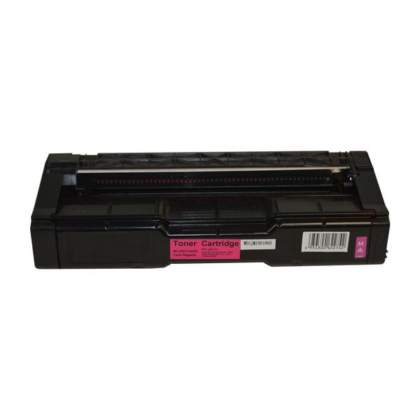 SPC310 Magenta Premium Generic Toner Cartridge, showcasing its vibrant magenta color and remanufactured design for high-quality printing.