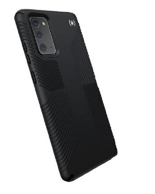 SPECK Samsung Note20 Presidio Pro Black Grip case showcasing its sleek design and no-slip grip features.