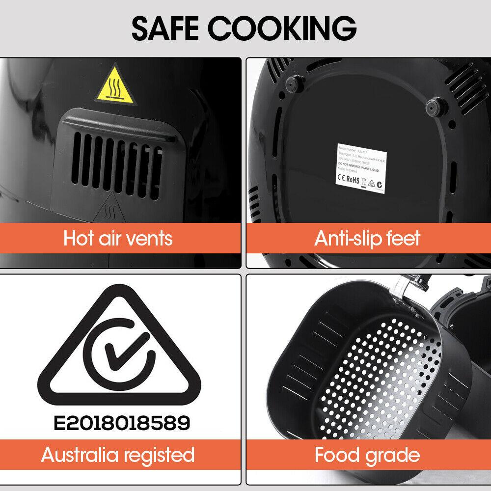 Spector 1800W 7L Air Fryer in black, showcasing its sleek design and user-friendly controls.