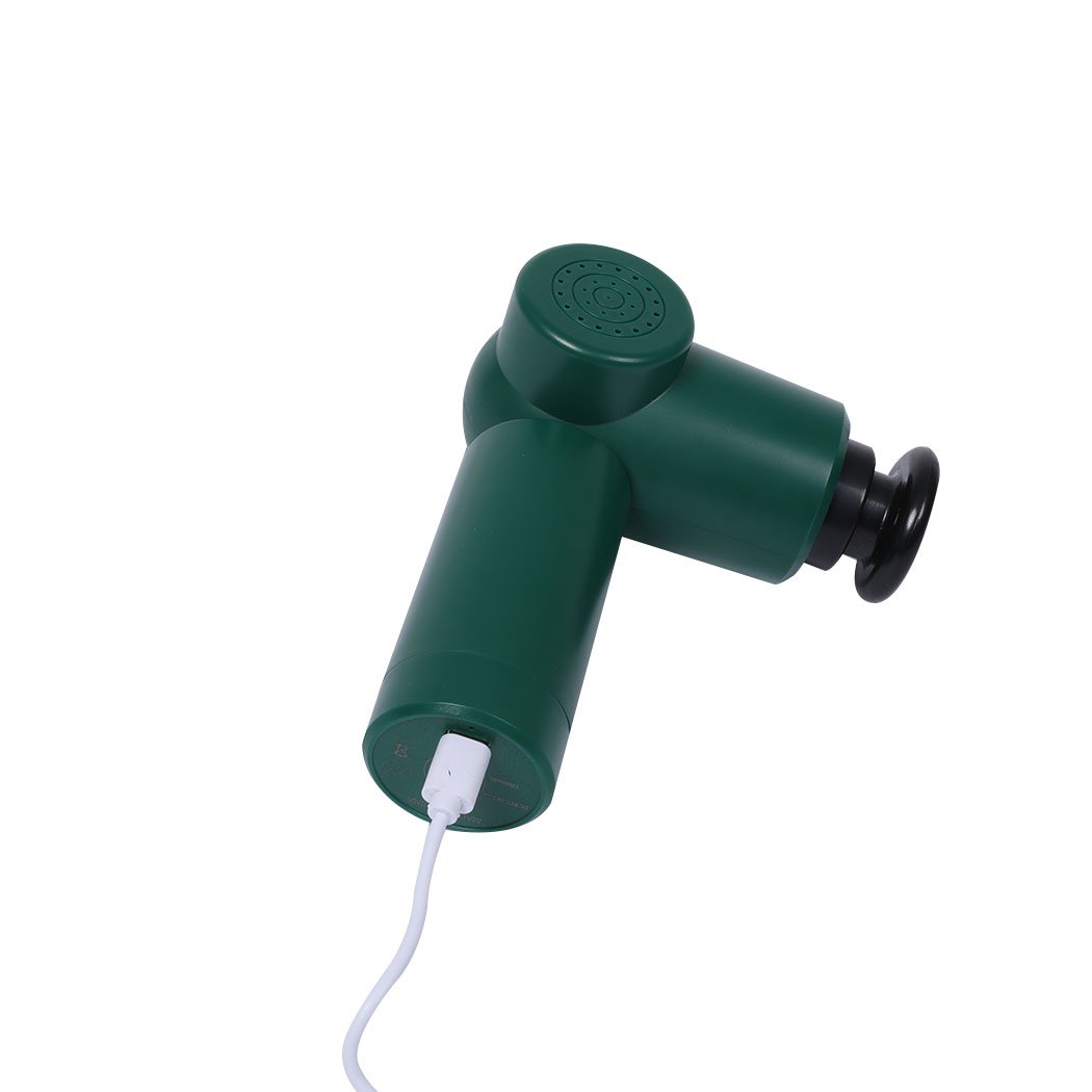 Spector Massage Gun in green color, showcasing its ergonomic design and 90° rotatable feature, ideal for muscle recovery.