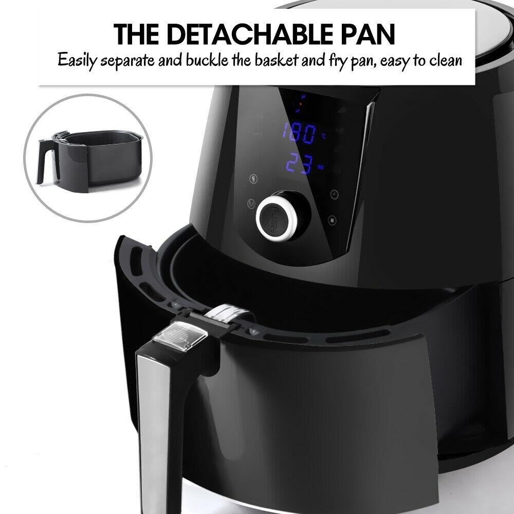 Spector New 7L Air Fryer in black with LCD display, showcasing its sleek design and large capacity.