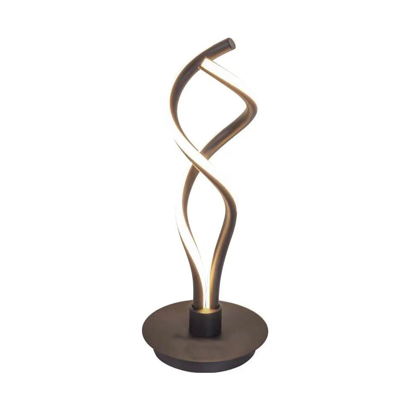 Modern Minimalist LED Spiral Table Lamp with a sleek black finish, designed for bedside or desk use, showcasing its unique spiral shape.