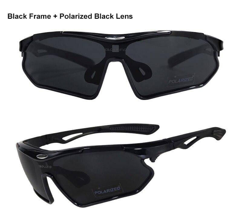 A pair of sports cycling polarized sunglasses with a multi-colored TR-90 frame, designed for outdoor activities like mountain biking and trekking.