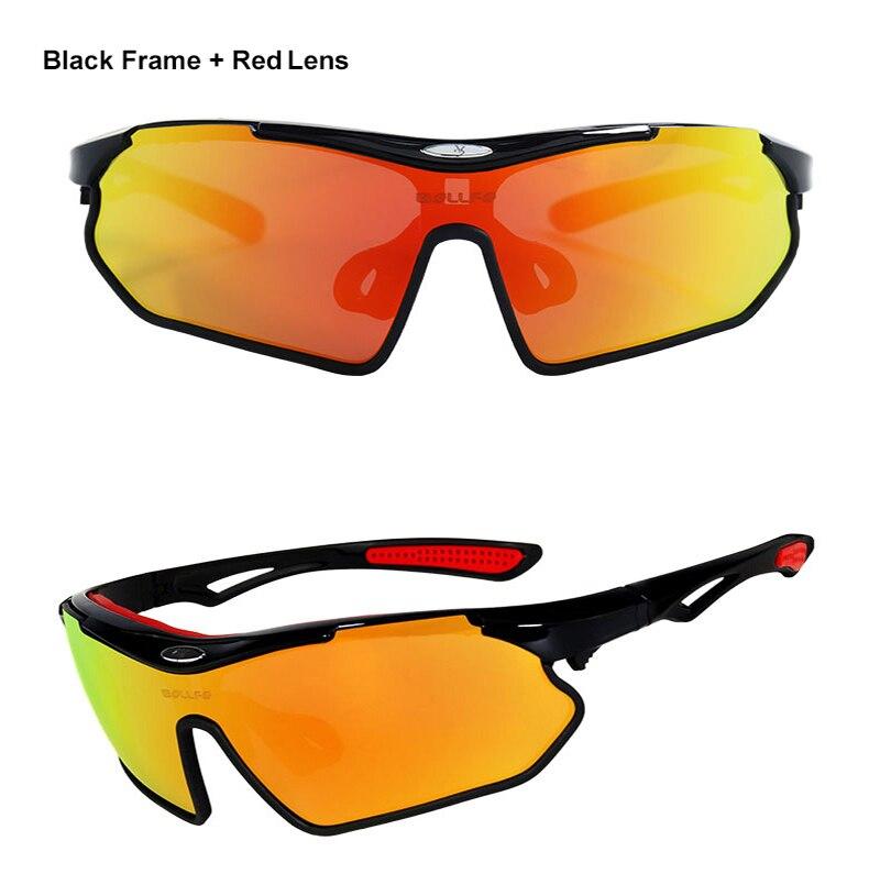 A pair of sports cycling polarized sunglasses with a multi-colored TR-90 frame, designed for outdoor activities like mountain biking and trekking.