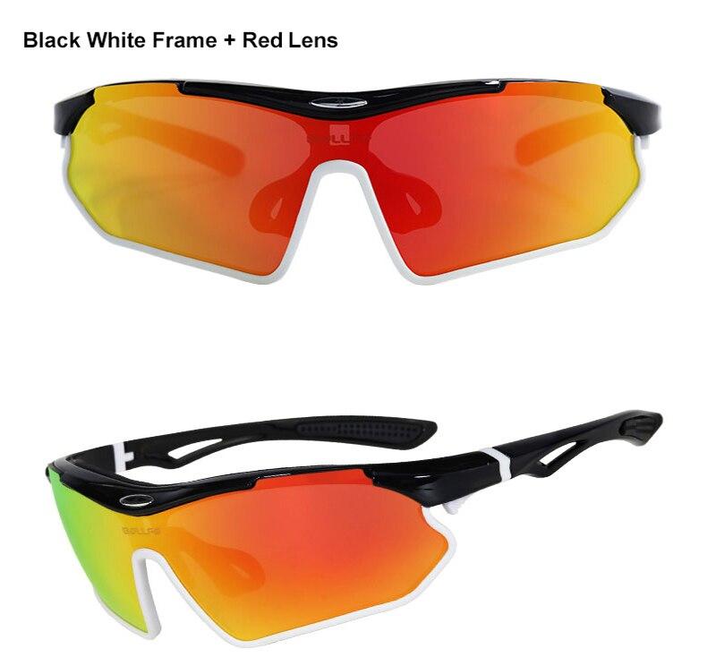 A pair of sports cycling polarized sunglasses with a multi-colored TR-90 frame, designed for outdoor activities like mountain biking and trekking.