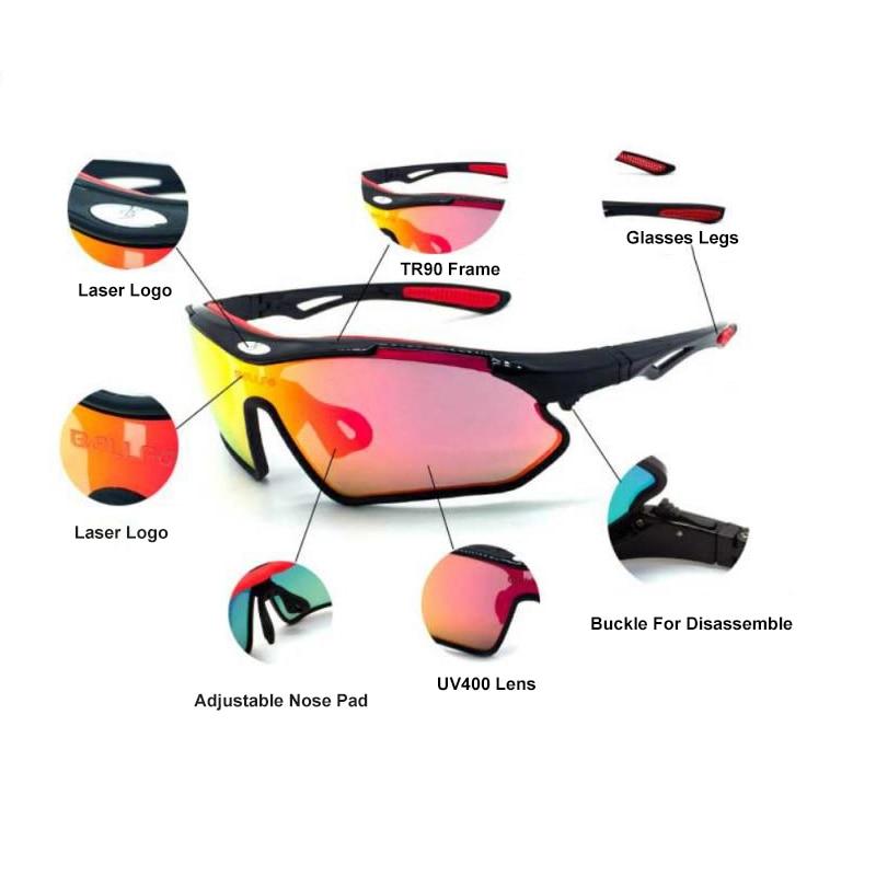 A pair of sports cycling polarized sunglasses with a multi-colored TR-90 frame, designed for outdoor activities like mountain biking and trekking.