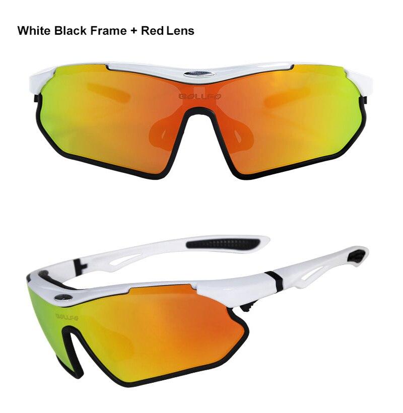 A pair of sports cycling polarized sunglasses with a multi-colored TR-90 frame, designed for outdoor activities like mountain biking and trekking.