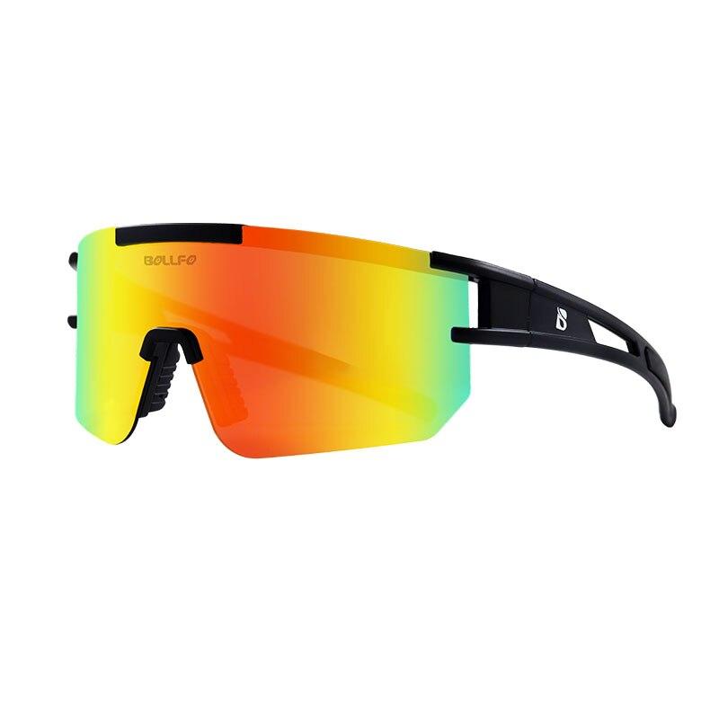 A pair of stylish polarized sports cycling sunglasses in various colors, designed for outdoor activities like cycling and running.