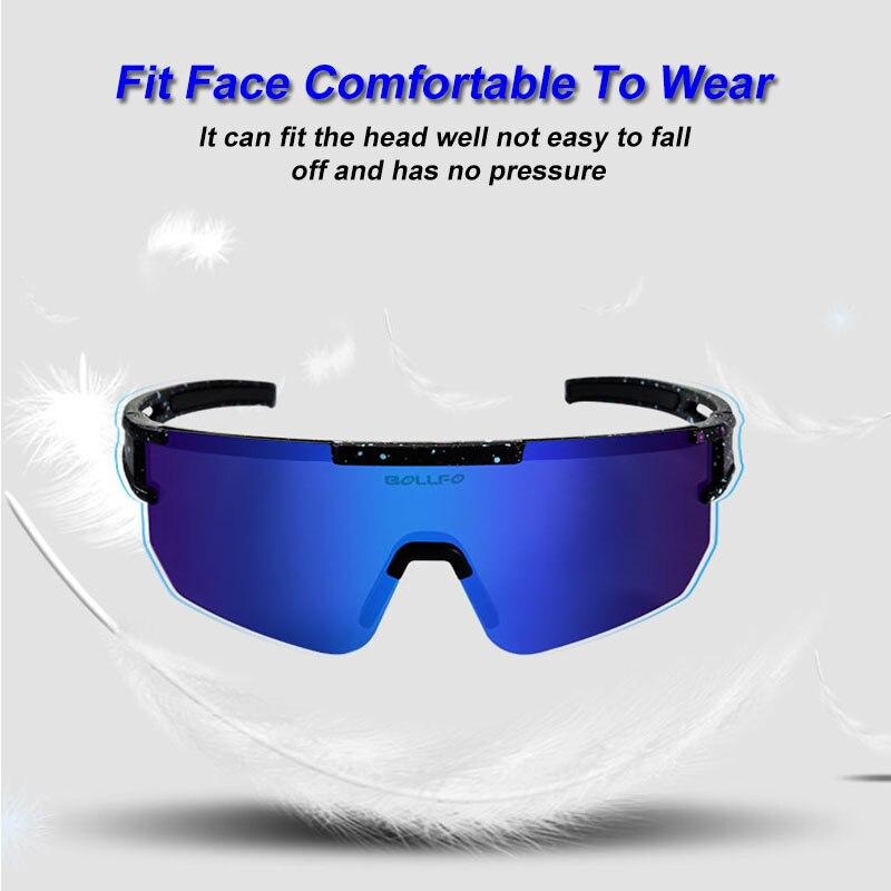 A pair of stylish polarized sports cycling sunglasses in various colors, designed for outdoor activities like cycling and running.