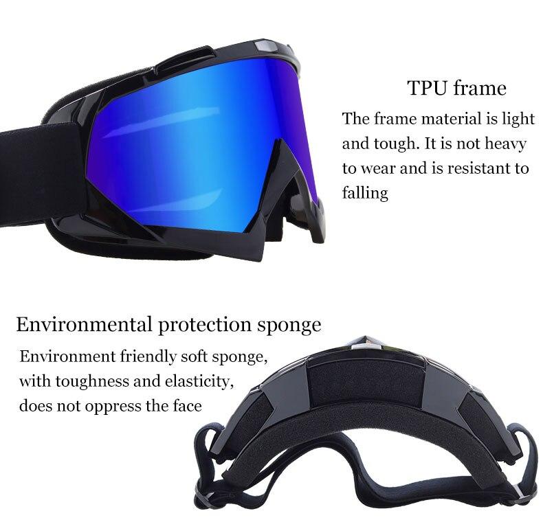 Sports Motorcycle Glasses with UV400 protection, suitable for men and women, featuring a flexible TPU frame and polycarbonate lenses.