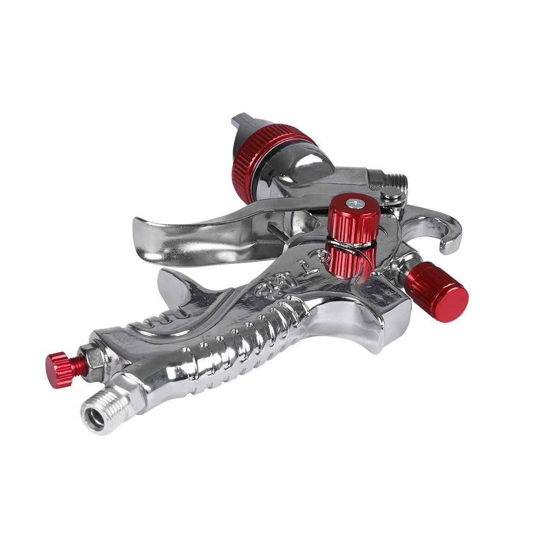 HVLP Spray Gun Paint Gun Kit with three nozzles and ergonomic design, ideal for precise painting tasks.