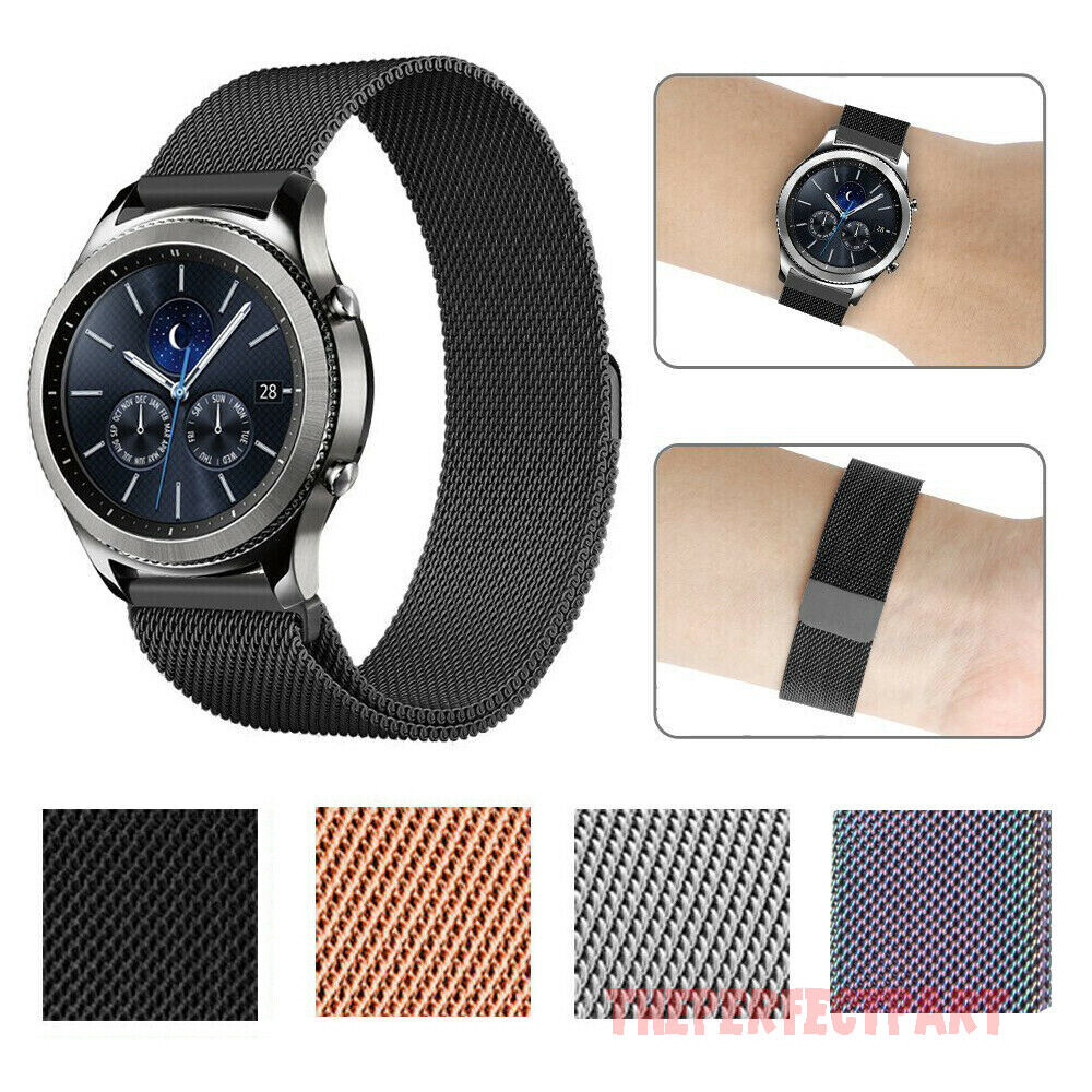 Stylish stainless steel band for Samsung Galaxy Watch 42/46mm, showcasing its sleek design and magnetic clasp.