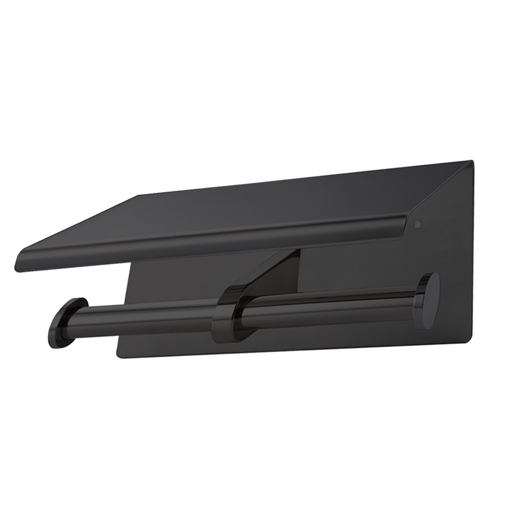 Stainless Steel Paper Roll Holder with a sleek mirror finish, mounted on a wall, showcasing its modern design and functionality.